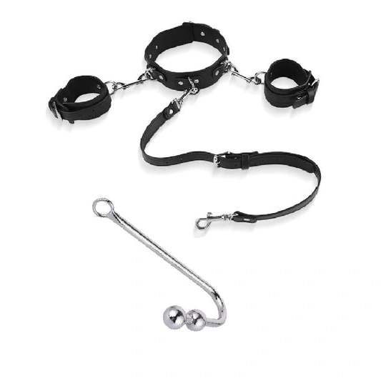 Hook with Beaded Anal Cuffs Collar Elegant 5334 and 0716